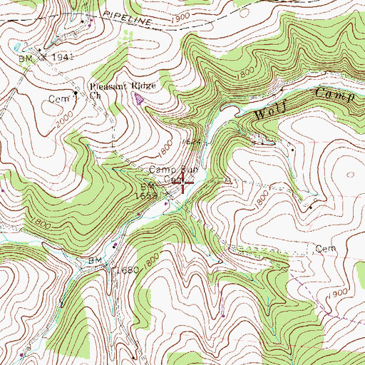 Topographic Map of Camp Run Cemetery, PA