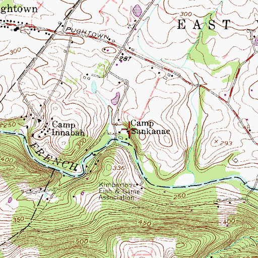 Topographic Map of Camp Sankanac, PA