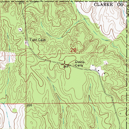 Topographic Map of Davis Cemetery, AL