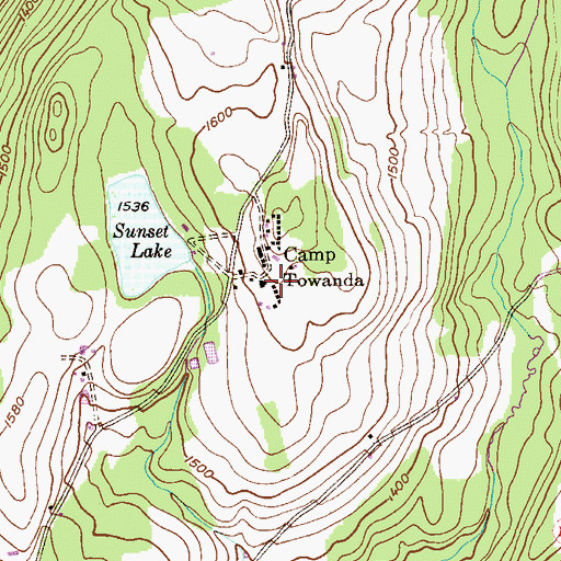 Topographic Map of Camp Towanda, PA