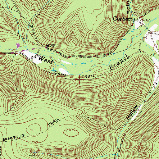 Topographic Map of Camp Trail, PA