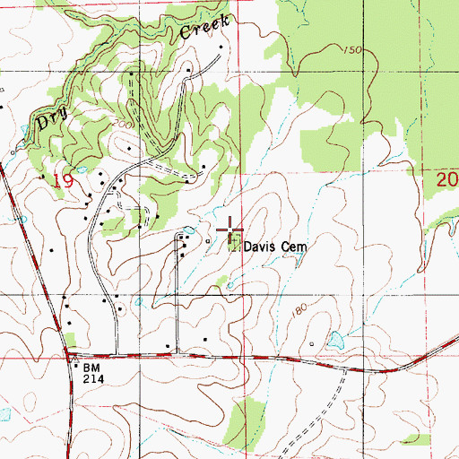 Topographic Map of Davis Cemetery, AL