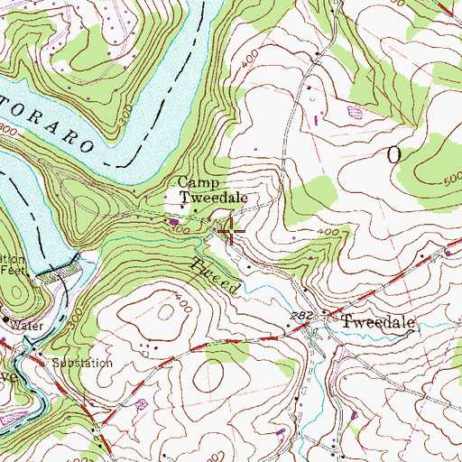 Topographic Map of Camp Tweedale, PA
