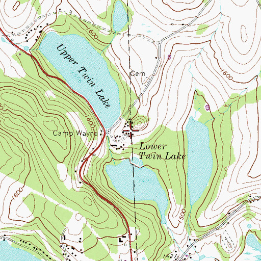 Topographic Map of Camp Wayne, PA