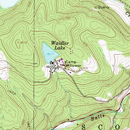 Topographic Map of Camp Willoway, PA
