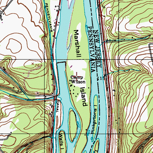Topographic Map of Camp Wilson, NJ