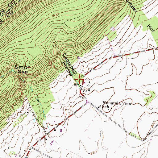Topographic Map of Campbell Hollow, PA