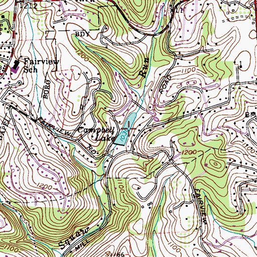 Topographic Map of Campbell Lake, PA