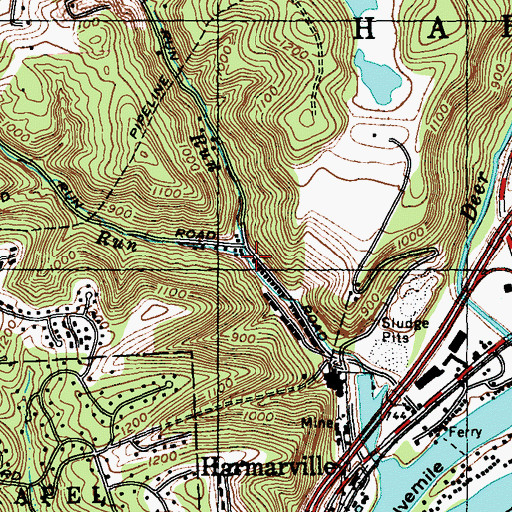 Topographic Map of Campbell Run, PA