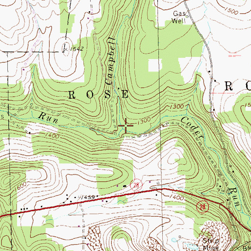 Topographic Map of Campbell Run, PA