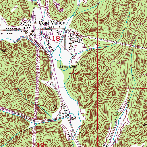 Topographic Map of Davis Cemetery, AL