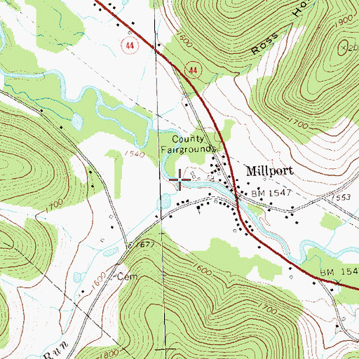 Topographic Map of Canada Run, PA