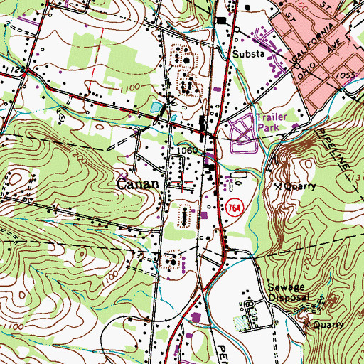 Topographic Map of Canan, PA
