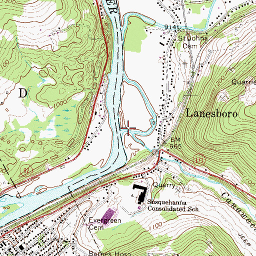 Topographic Map of Canawacta Creek, PA