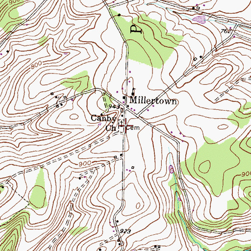 Topographic Map of Canby Church, PA
