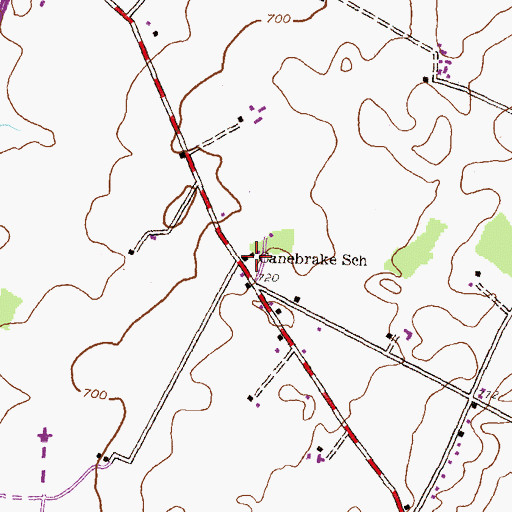 Topographic Map of Canebrake School, PA