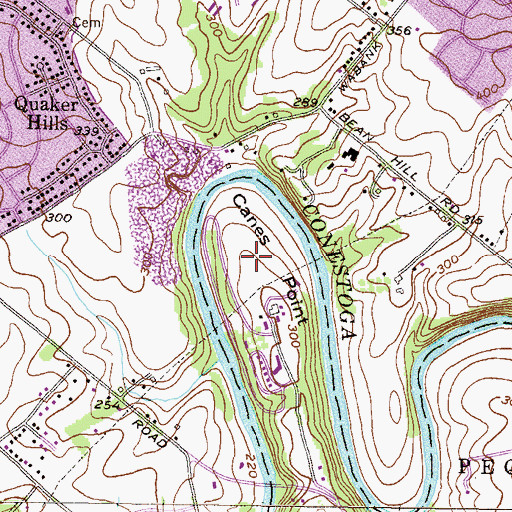 Topographic Map of Canes Point, PA