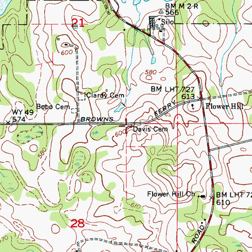 Topographic Map of Davis Cemetery, AL