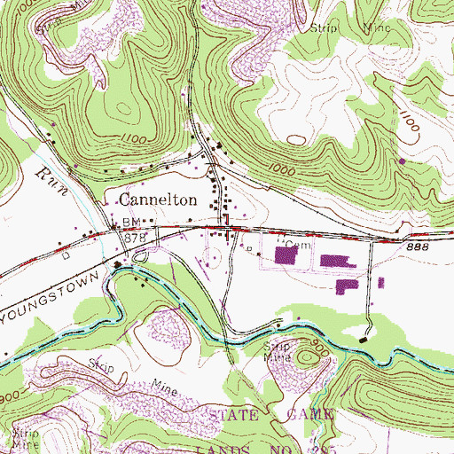 Topographic Map of Cannelton, PA