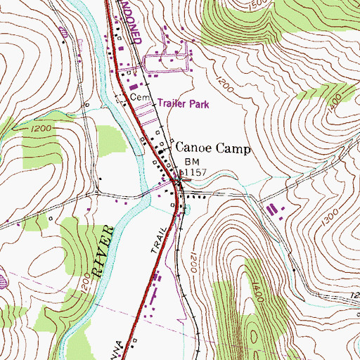 Topographic Map of Canoe Camp, PA