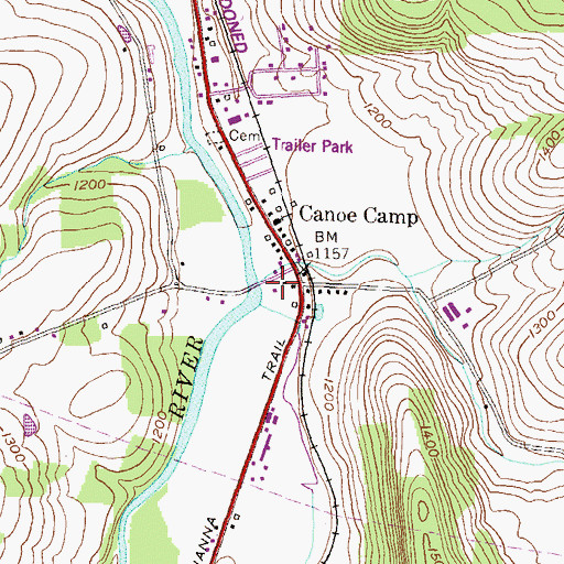 Topographic Map of Canoe Camp Creek, PA