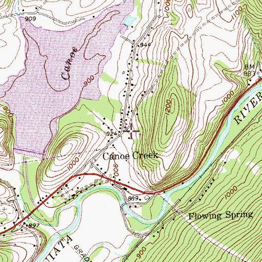 Topographic Map of Canoe Creek, PA