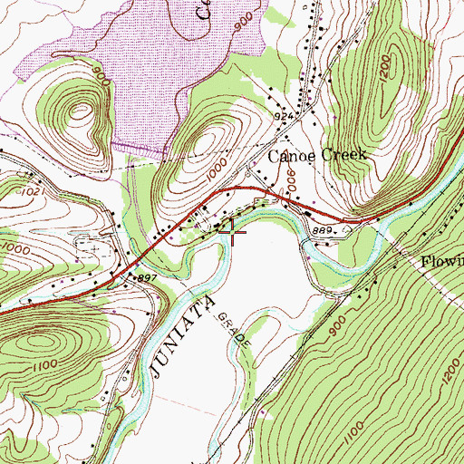 Topographic Map of Canoe Creek, PA