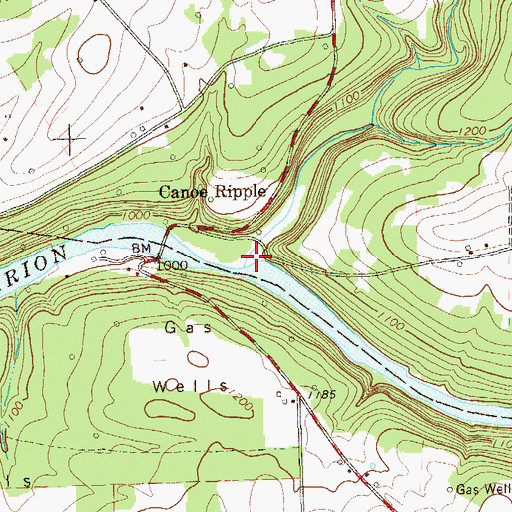 Topographic Map of Canoe Creek, PA