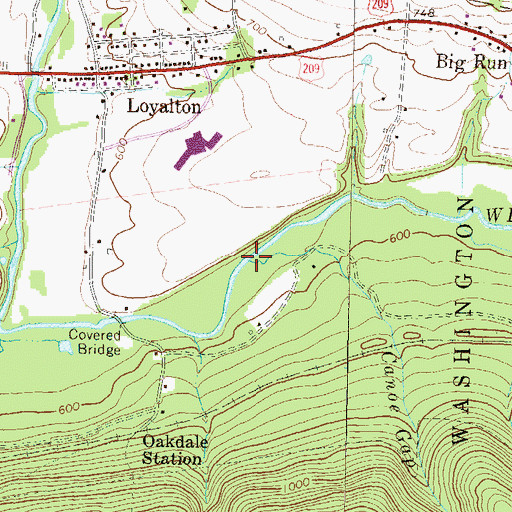 Topographic Map of Canoe Gap Run, PA