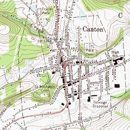 Topographic Map of Canton, PA