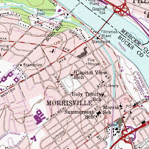 Topographic Map of Capitol View School, PA