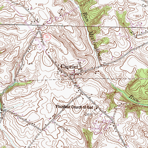 Topographic Map of Caprivi, PA
