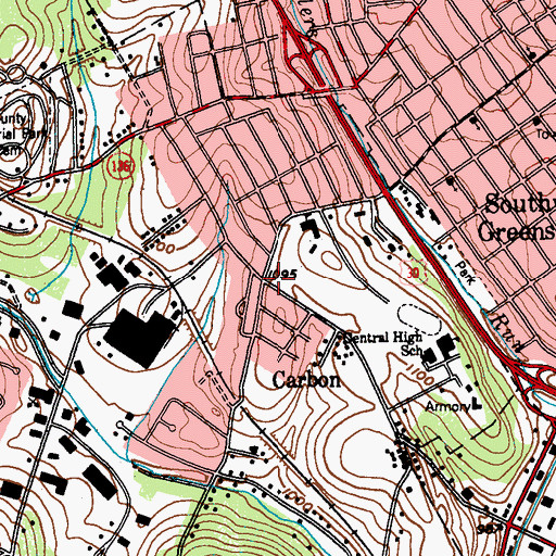 Topographic Map of Carbon, PA