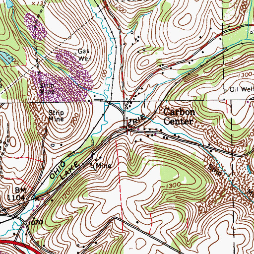 Topographic Map of Carbon Center, PA