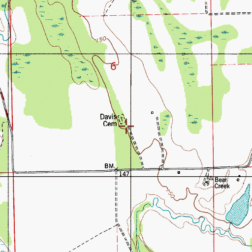 Topographic Map of Davis Chapel, AL