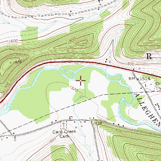 Topographic Map of Card Creek, PA