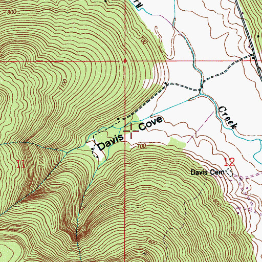 Topographic Map of Davis Cove, AL
