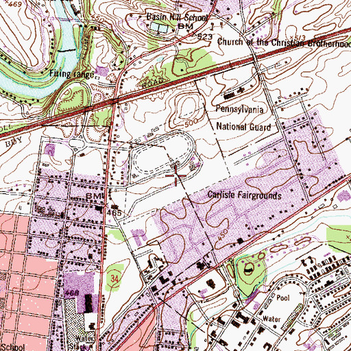 Topographic Map of Carlisle Fairgrounds, PA