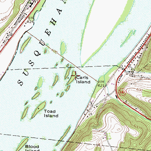 Topographic Map of Carls Island, PA