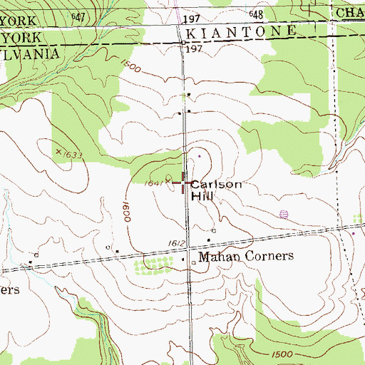 Topographic Map of Carlson Hill, PA