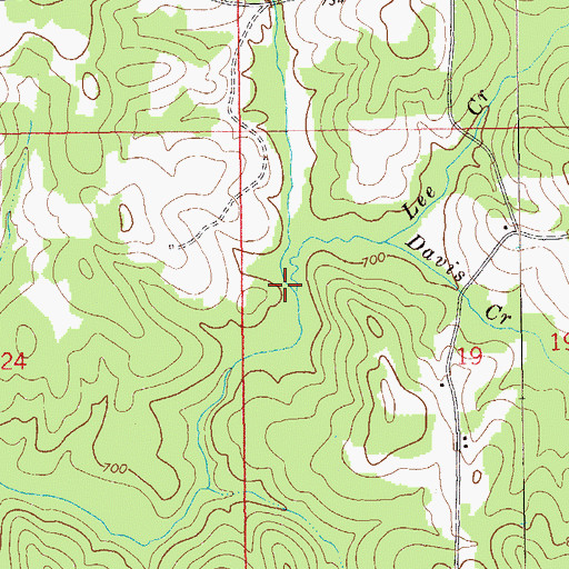Topographic Map of Davis Creek, AL