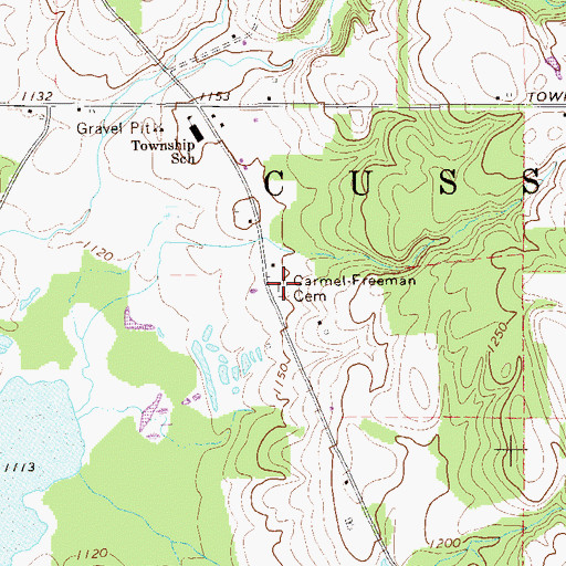 Topographic Map of Carmel - Freeman Cemetery, PA