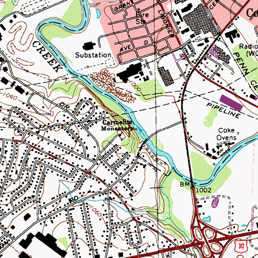 Topographic Map of Carmelite Monastery, PA