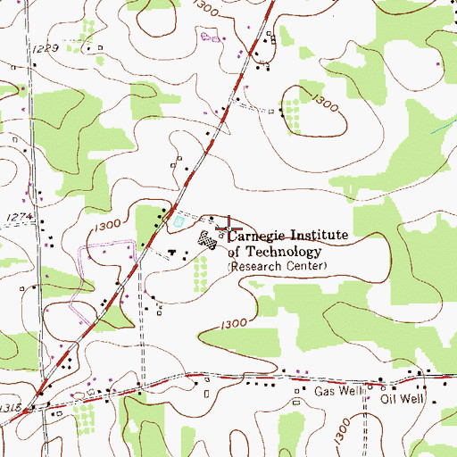 Topographic Map of Carnegie Institute of Technology, PA