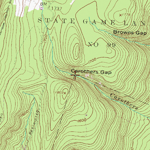 Topographic Map of Carothers Gap, PA