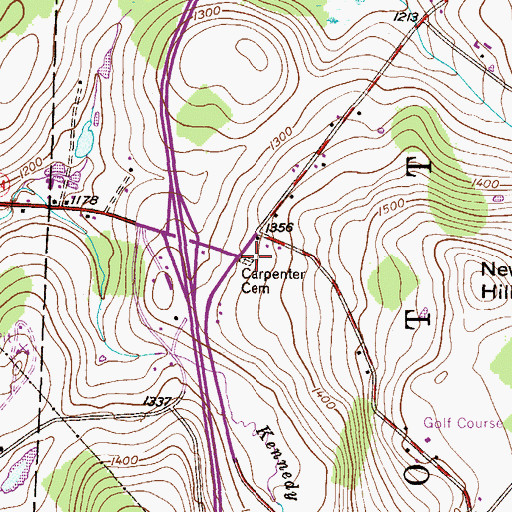 Topographic Map of Carpenter Cemetery, PA