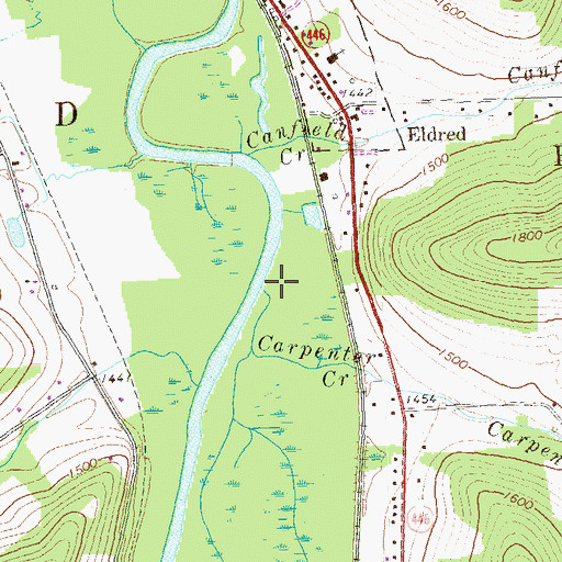 Topographic Map of Carpenter Creek, PA