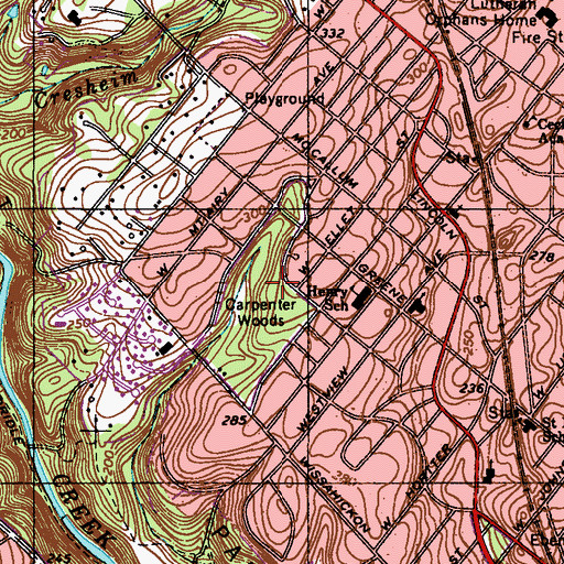 Topographic Map of Carpenter Woods, PA