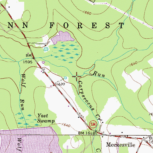 Topographic Map of Carpsrocus Creek, PA