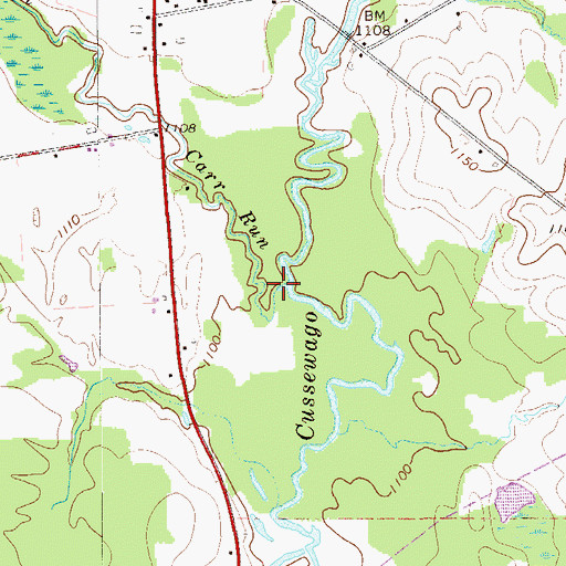 Topographic Map of Carr Run, PA